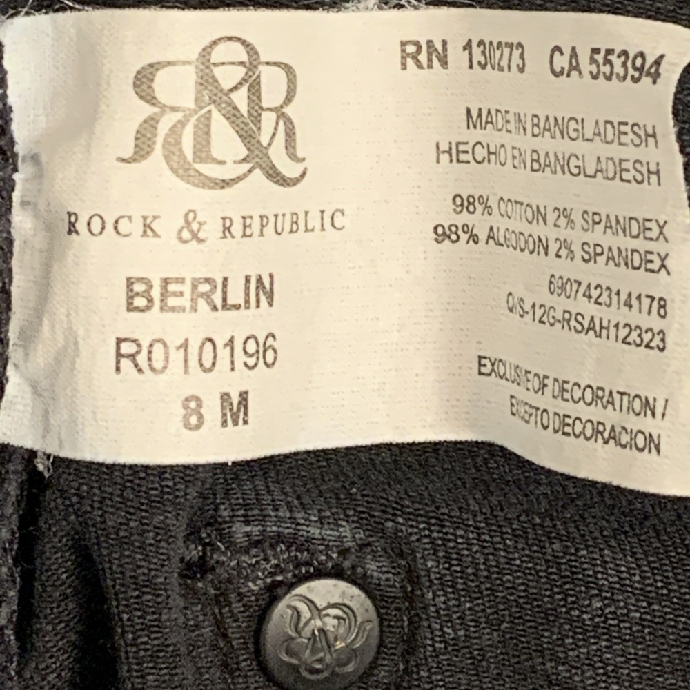 Vintage Rock & Republic Berlin Skinny Jeans Womens 8M Dark Wash Y2K - Picture 11 of 16